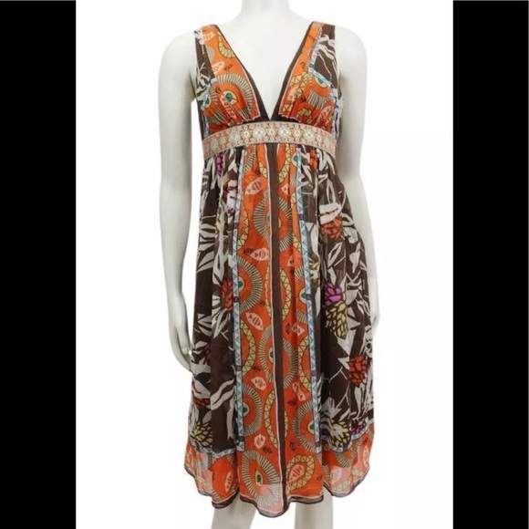 🦋SALE NICOLE MILLER STUDIO EMPIRE WAIST SILK DRES - Picture 2 of 8